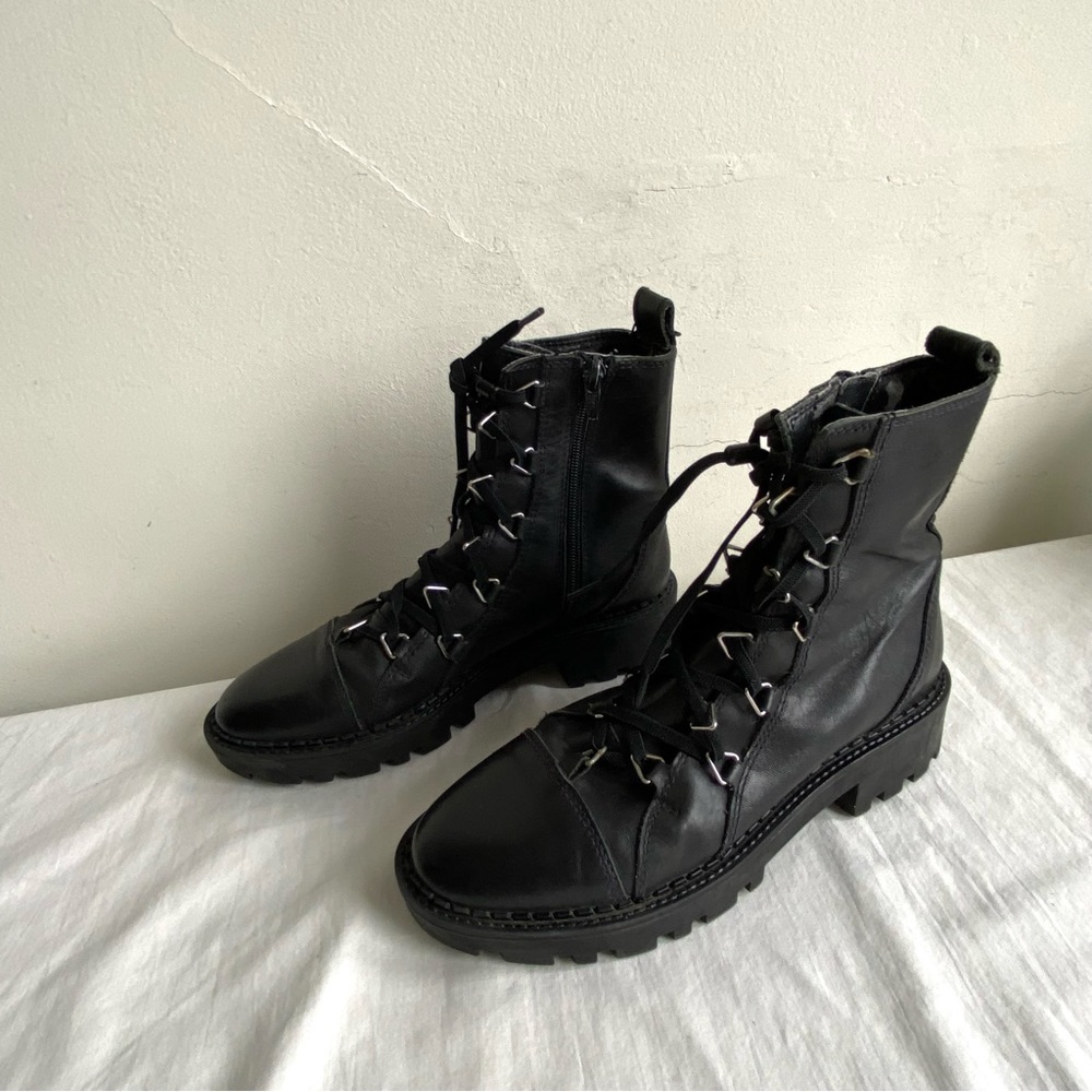 Zara Trafaluc Black Laced Military Style Boots